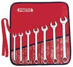 Proto - 7 Piece, 3/8" to 3/4", Combination Wrench Set - Inch Measurement Standard, Satin Finish, Comes in Nylon Roll - Industrial Tool & Supply
