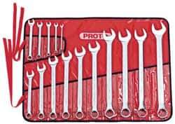 Proto - 15 Piece, 7mm to 32mm, Combination Wrench Set - Metric Measurement Standard, Satin Finish, Comes in Canvas Roll - Industrial Tool & Supply