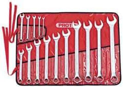 Proto - 15 Piece, 7mm to 32mm, Combination Wrench Set - Metric Measurement Standard, Satin Finish, Comes in Canvas Roll - Industrial Tool & Supply
