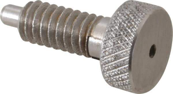 Gibraltar - 1/4-20, 0.4" Thread Length, 0.123 to 1/8" Max Plunger Diam, 0.5 Lb Init to 2 Lb Final End Force, Locking Knob Handle Plunger - Knurled Knob, 0.53" Length Under Head/Shoulder, 1/8" Plunger Projection - Industrial Tool & Supply