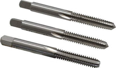 Interstate - 1/4-20 UNC, 4 Flute, Bottoming, Plug & Taper, Bright Finish, High Speed Steel Tap Set - Right Hand Cut, 2-1/2" OAL, 1" Thread Length - Industrial Tool & Supply