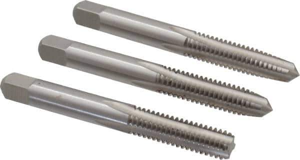 Interstate - 5/16-18 UNC, 4 Flute, Bottoming, Plug & Taper, Bright Finish, High Speed Steel Tap Set - Right Hand Cut, 2-23/32" OAL, 1" Thread Length - Industrial Tool & Supply