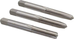 Interstate - 5/16-18 UNC, 4 Flute, Bottoming, Plug & Taper, Bright Finish, High Speed Steel Tap Set - Right Hand Cut, 2-23/32" OAL, 1" Thread Length - Industrial Tool & Supply