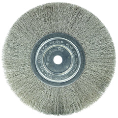 Weiler - Wheel Brushes; Outside Diameter (Inch): 8 ; Arbor Hole Thread Size: 5/8 ; Wire Type: Crimped Wire ; Fill Material: Stainless Steel ; Face Width (Inch): 3/4 ; Trim Length (Inch): 2-1/16 - Exact Industrial Supply