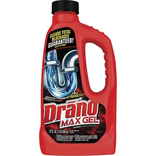 Drano - 32 oz Gel Drain Cleaner - Unscented, Bottle - Industrial Tool & Supply