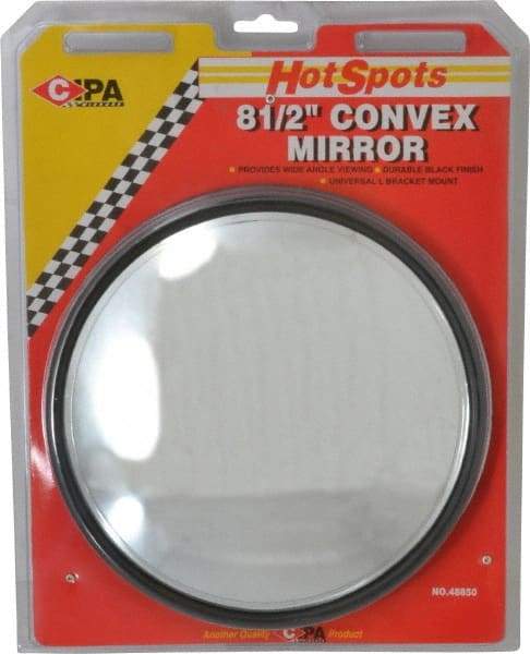 Value Collection - Automotive Full Size Convex Round Mirror with L Bracket - Black, 8-1/2" Mirror Diam - Industrial Tool & Supply