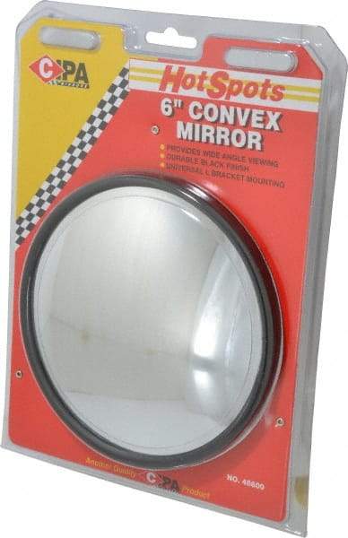 Value Collection - Automotive Full Size Convex Round Mirror with L Bracket - Black, 6" Mirror Diam - Industrial Tool & Supply