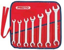 Proto - 7 Piece, 3/8" to 3/4", 12 Point Flare Nut Wrench Set - Inch Measurement Standard, Satin Finish, Comes in Pouch - Industrial Tool & Supply