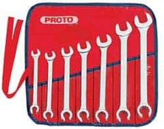 Proto - 7 Piece, 3/8" to 3/4", 12 Point Flare Nut Wrench Set - Inch Measurement Standard, Satin Finish, Comes in Pouch - Industrial Tool & Supply