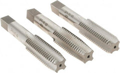 Interstate - 3/4-10 UNC, 4 Flute, Bottoming, Plug & Taper, Bright Finish, High Speed Steel Tap Set - Right Hand Cut, 4-1/4" OAL, 2" Thread Length - Industrial Tool & Supply