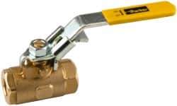 Parker - 3/4" Pipe, Brass Full Port Ball Valve - 2 Piece, NPT Ends, Lever Handle, 600 WOG, 150 WSP - Industrial Tool & Supply
