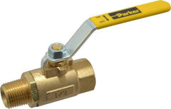 Parker - 1/2" Pipe, Brass Standard Ball Valve - 2 Piece, Inline - One Way Flow, MNPT x FNPT Ends, Lever Handle, 600 WOG, 150 WSP - Industrial Tool & Supply