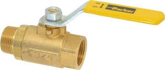 Parker - 3/4" Pipe, Brass Standard Ball Valve - 2 Piece, Inline - One Way Flow, MNPT x FNPT Ends, Lever Handle, 600 WOG, 150 WSP - Industrial Tool & Supply