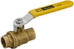 Parker - 1" Pipe, Brass Standard Ball Valve - 2 Piece, Inline - One Way Flow, Soldered x Soldered Ends, Lever Handle, 600 WOG, 150 WSP - Industrial Tool & Supply