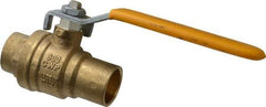 Parker - 3/4" Pipe, Brass Standard Ball Valve - 2 Piece, Inline - One Way Flow, Soldered x Soldered Ends, Lever Handle, 600 WOG, 150 WSP - Industrial Tool & Supply