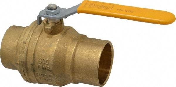 Parker - 2" Pipe, Brass Standard Ball Valve - 2 Piece, Inline - One Way Flow, Soldered x Soldered Ends, Lever Handle, 600 WOG, 150 WSP - Industrial Tool & Supply