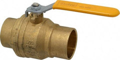 Parker - 2" Pipe, Brass Standard Ball Valve - 2 Piece, Inline - One Way Flow, Soldered x Soldered Ends, Lever Handle, 600 WOG, 150 WSP - Industrial Tool & Supply