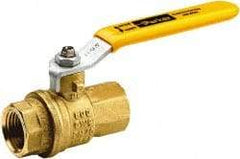 Parker - 1" Pipe, Brass Standard Ball Valve - 2 Piece, Inline - One Way Flow, FNPT x FNPT Ends, Lever Handle, 600 WOG, 150 WSP - Industrial Tool & Supply