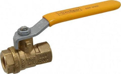 Parker - 1/4" Pipe, Brass Standard Ball Valve - 2 Piece, Inline - One Way Flow, FNPT x FNPT Ends, Lever Handle, 600 WOG, 150 WSP - Industrial Tool & Supply