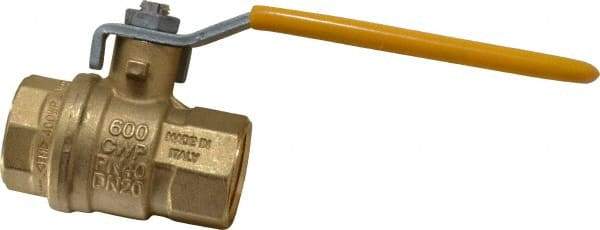 Parker - 3/4" Pipe, Brass Standard Ball Valve - 2 Piece, Inline - One Way Flow, FNPT x FNPT Ends, Lever Handle, 600 WOG, 150 WSP - Industrial Tool & Supply