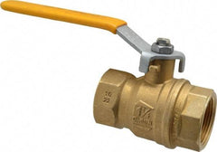 Parker - 1-1/4" Pipe, Brass Standard Ball Valve - 2 Piece, Inline - One Way Flow, FNPT x FNPT Ends, Lever Handle, 600 WOG, 150 WSP - Industrial Tool & Supply