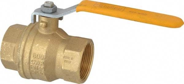Parker - 1-1/2" Pipe, Brass Standard Ball Valve - 2 Piece, Inline - One Way Flow, FNPT x FNPT Ends, Lever Handle, 600 WOG, 150 WSP - Industrial Tool & Supply