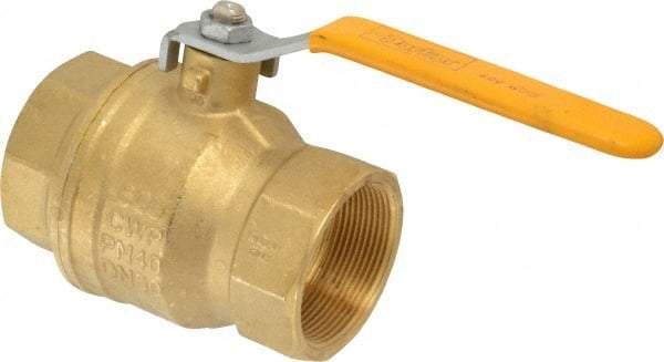 Parker - 2" Pipe, Brass Standard Ball Valve - 2 Piece, Inline - One Way Flow, FNPT x FNPT Ends, Lever Handle, 600 WOG, 150 WSP - Industrial Tool & Supply