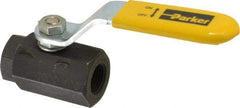 Parker - 3/8" Pipe, Carbon Steel Standard Ball Valve - 2 Piece, Inline - One Way Flow, FNPT x FNPT Ends, Lever Handle, 2,000 WOG, 150 WSP - Industrial Tool & Supply