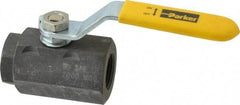 Parker - 3/4" Pipe, Carbon Steel Standard Ball Valve - 2 Piece, Inline - One Way Flow, FNPT x FNPT Ends, Lever Handle, 2,000 WOG, 150 WSP - Industrial Tool & Supply