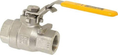 Parker - 3/4" Pipe, Full Port, Stainless Steel Standard Ball Valve - 2 Piece, Inline - One Way Flow, FNPT x FNPT Ends, Padlock Handle, 2,000 WOG, 150 WSP - Industrial Tool & Supply