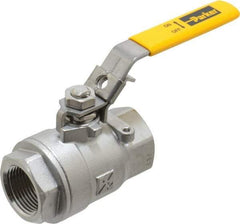 Parker - 1" Pipe, Full Port, Stainless Steel Standard Ball Valve - 2 Piece, Inline - One Way Flow, FNPT x FNPT Ends, Padlock Handle, 2,000 WOG, 150 WSP - Industrial Tool & Supply