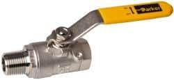 Parker - 1/2" Pipe, Full Port, Stainless Steel Standard Ball Valve - 2 Piece, Inline - One Way Flow, MNPT x FNPT Ends, Lever Handle, 2,000 WOG, 150 WSP - Industrial Tool & Supply