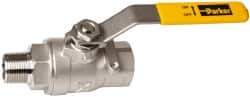 Parker - 3/4" Pipe, Full Port, Stainless Steel Standard Ball Valve - 2 Piece, Inline - One Way Flow, MNPT x FNPT Ends, Lever Handle, 2,000 WOG, 150 WSP - Industrial Tool & Supply