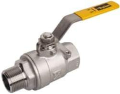 Parker - 1" Pipe, Full Port, Stainless Steel Standard Ball Valve - 2 Piece, Inline - One Way Flow, MNPT x FNPT Ends, Lever Handle, 2,000 WOG, 150 WSP - Industrial Tool & Supply
