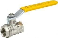 Parker - 3/4" Pipe, Brass Standard Ball Valve - 2 Piece, Inline - One Way Flow, FBSPP x FBSPP Ends, Lever Handle, 435 WOG - Industrial Tool & Supply
