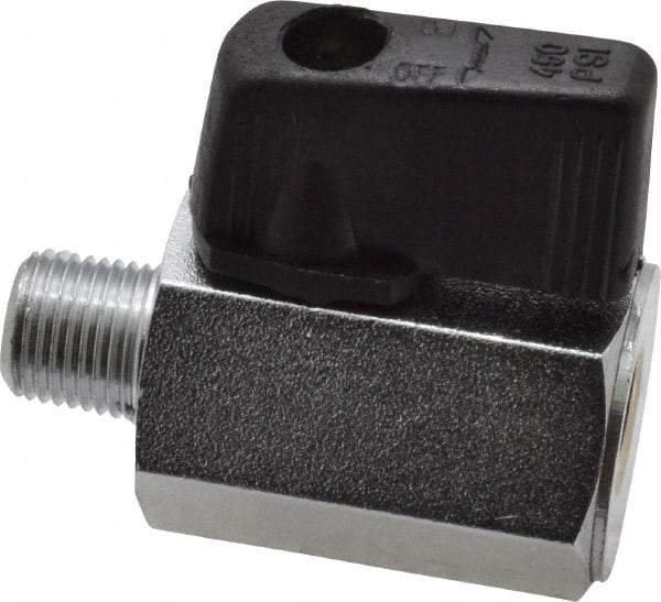 Midwest Control - 1/2" Pipe, Brass Miniature Ball Valve - Inline - One Way Flow, MNPT x FNPT Ends, Wedge Handle, 450 WOG - Industrial Tool & Supply