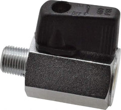 Midwest Control - 1/2" Pipe, Brass Miniature Ball Valve - Inline - One Way Flow, MNPT x FNPT Ends, Wedge Handle, 450 WOG - Industrial Tool & Supply
