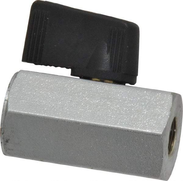 Midwest Control - 1/8" Pipe, Brass Miniature Ball Valve - Inline - One Way Flow, FNPT x FNPT Ends, Wedge Handle, 450 WOG - Industrial Tool & Supply