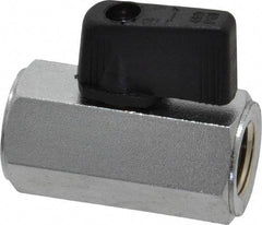 Value Collection - 1/4" Pipe, Brass Miniature Ball Valve - Inline - One Way Flow, FNPT x FNPT Ends, Wedge Handle, 450 WOG - Industrial Tool & Supply