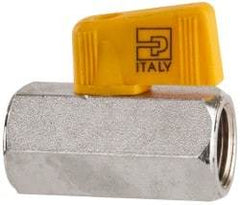 Parker - 3/8 x 1/4" Pipe, Brass Miniature Ball Valve - Inline - One Way Flow, FNPT x FNPT Ends, Wedge Handle, 450 WOG - Industrial Tool & Supply
