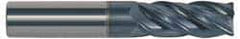Accupro - 12mm, 32mm LOC, 12mm Shank Diam, 75mm OAL, 4 Flute, Solid Carbide Square End Mill - Single End, AlTiN Finish, Spiral Flute, Variable° Helix, Centercutting, Right Hand Cut, Right Hand Flute - Industrial Tool & Supply