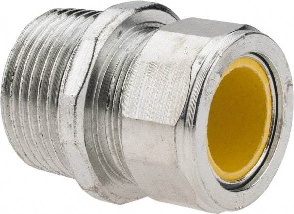 Cooper Crouse-Hinds - 0.65 to 3/4" Cable Capacity, Liquidtight, Straight Strain Relief Cord Grip - 1 NPT Thread, 1-3/4" Long, Steel - Industrial Tool & Supply