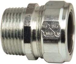 Cooper Crouse-Hinds - 0.85 to 0.95" Cable Capacity, Liquidtight, Straight Strain Relief Cord Grip - 1 NPT Thread, 1-7/8" Long, Steel - Industrial Tool & Supply