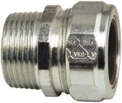 Cooper Crouse-Hinds - 0.85 to 0.95" Cable Capacity, Liquidtight, Straight Strain Relief Cord Grip - 1 NPT Thread, 1-7/8" Long, Steel - Industrial Tool & Supply