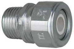 Cooper Crouse-Hinds - 1/4 to 0.35" Cable Capacity, Liquidtight, Straight Strain Relief Cord Grip - 1/2 NPT Thread, 1-5/16" Long, Steel - Industrial Tool & Supply