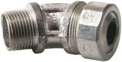Cooper Crouse-Hinds - 0.45 to 0.56" Cable Capacity, Liquidtight, Elbow Strain Relief Cord Grip - 3/4 NPT Thread, 2-17/32" Long, Malleable Iron - Industrial Tool & Supply