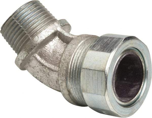 Cooper Crouse-Hinds - 3/4 to 0.85" Cable Capacity, Liquidtight, Elbow Strain Relief Cord Grip - 3/4 NPT Thread, 2-7/16" Long, Malleable Iron - Industrial Tool & Supply