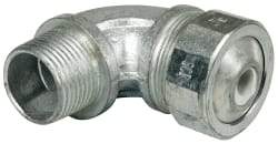 Cooper Crouse-Hinds - 1/4 to 0.35" Cable Capacity, Liquidtight, Elbow Strain Relief Cord Grip - 3/4 NPT Thread, 2-5/16" Long, Malleable Iron - Industrial Tool & Supply