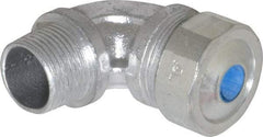Cooper Crouse-Hinds - 0.35 to 0.45" Cable Capacity, Liquidtight, Elbow Strain Relief Cord Grip - 3/4 NPT Thread, 2-5/16" Long, Malleable Iron - Industrial Tool & Supply