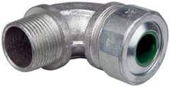 Cooper Crouse-Hinds - 0.45 to 0.56" Cable Capacity, Liquidtight, Elbow Strain Relief Cord Grip - 3/4 NPT Thread, 2-5/16" Long, Malleable Iron - Industrial Tool & Supply